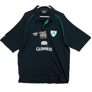 Guinness Men's XL Black Polo Shirt Irish Harp Shamrock Logo 100% Cotton NWT